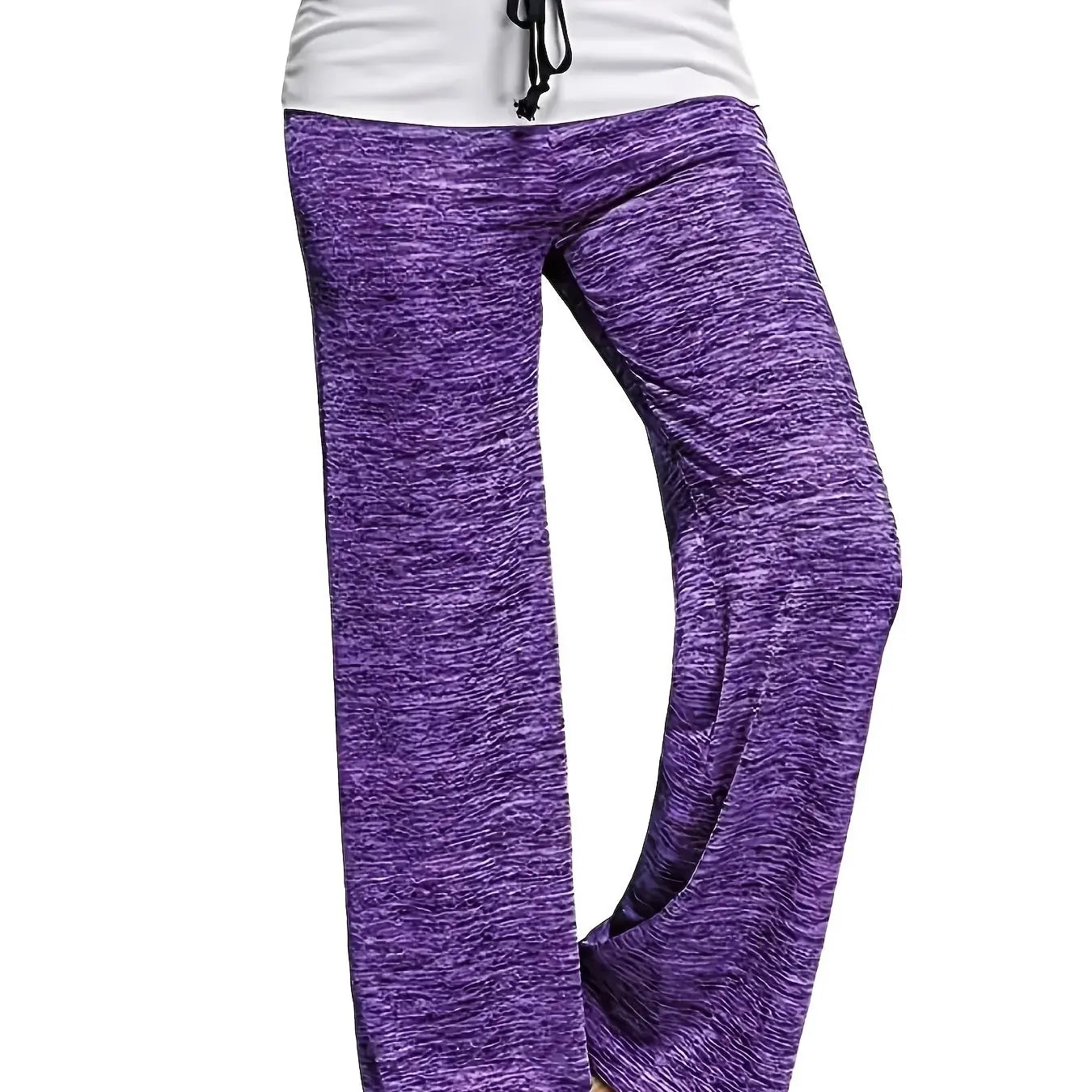 Plus Size 1XL-5XL Women's Casual Loose Drawstring Splicing Pants Fashion Wide Leg Stretch Yoga Pants