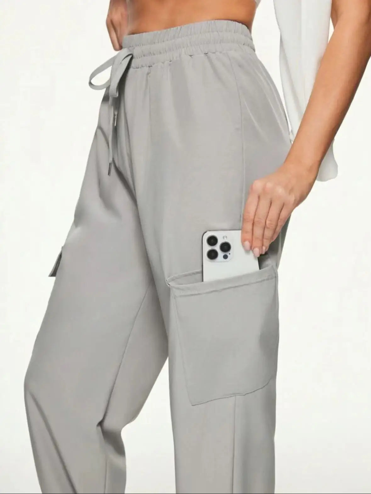 Women's Casual Sports Pants with Adjustable Drawstring Waist, Comfortable Fit, Suitable for Fitness, Home, and Outdoor Activities