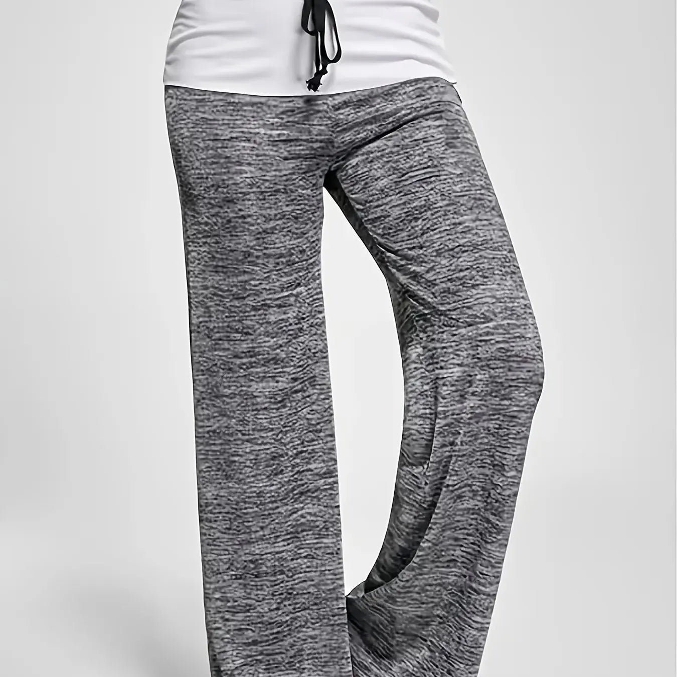 Plus Size 1XL-5XL Women's Casual Loose Drawstring Splicing Pants Fashion Wide Leg Stretch Yoga Pants